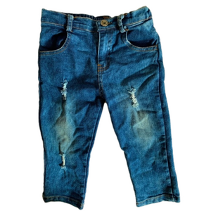 Toddler Stretchy Waist Distressed Jeans